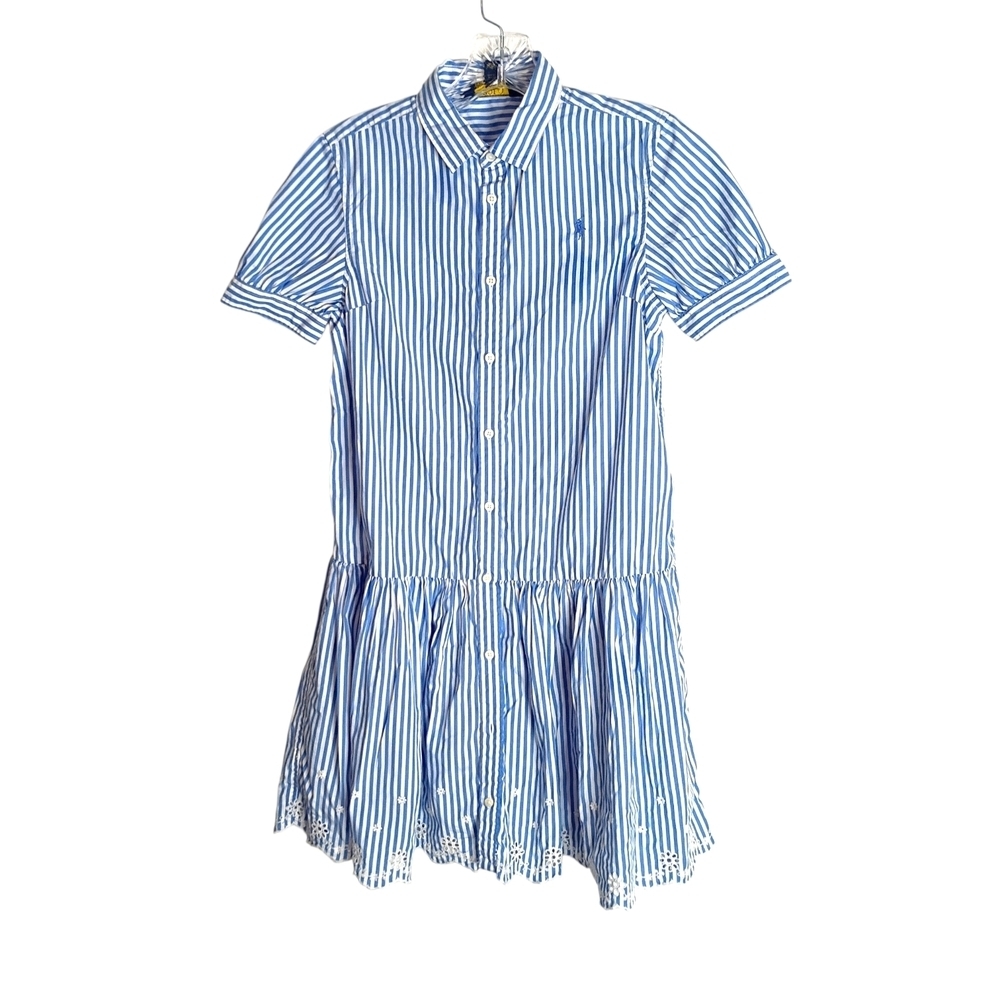 Polo Ralph Lauren -Girls Blue and White Striped Shirt Dress - 16